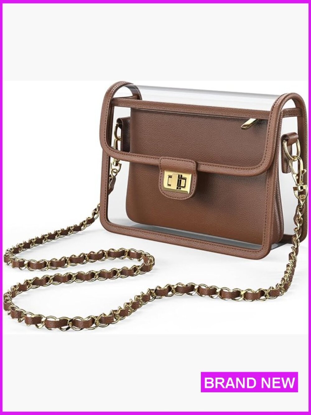 Clear Crossbody Purse Stadium Approved TPU Luxury Bag with Wallet Chain